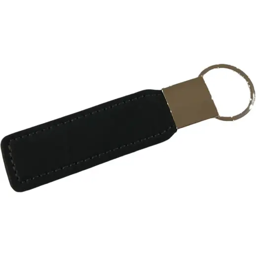 Vegan Leather Flat Key Ring Black Flat Top